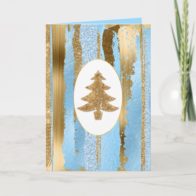 Carte de voeux de Noël Gold Parties scintillant Tr (Devant)