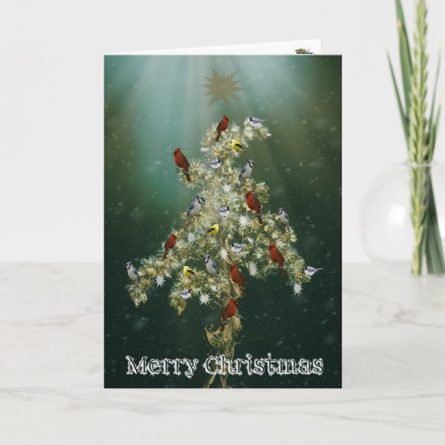 Carte de voeux de Noël Goldenrod et Songbirds (Devant)