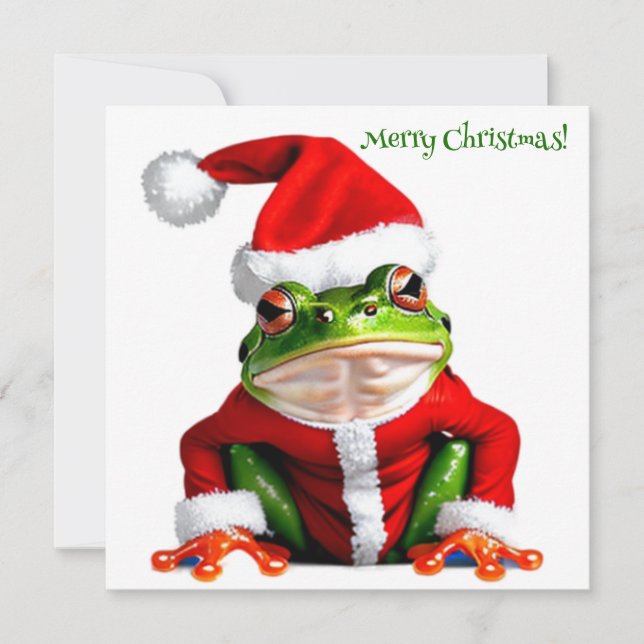 Carte de vœux de Noël grenouille rigolote (Devant)