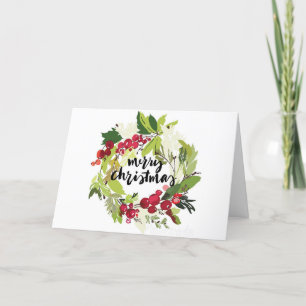 Carte de voeux de Noël "Holly Christmas Wreath"