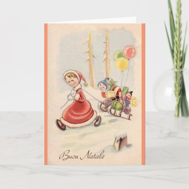 Carte de voeux de Noël italienne rétro (Devant)