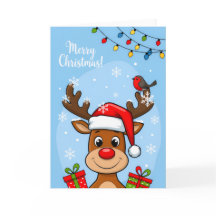 Carte de vœux de Noël Jolly Reindeer Christmas Che