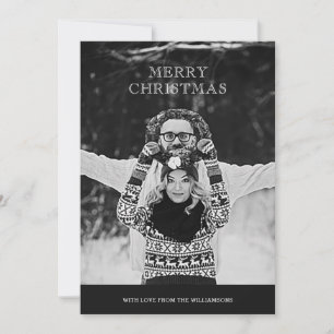 Carte de voeux de Noël Joyeux Photo Monochrome