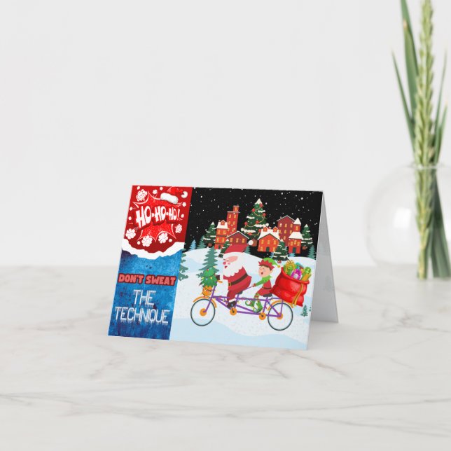 Carte de vœux de Noël : Le Père Noël et l'elfe en  (Devant)