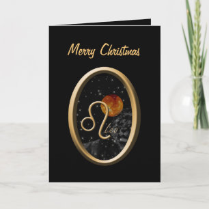 Carte de voeux de Noël Leo Sun Lion Zodiac