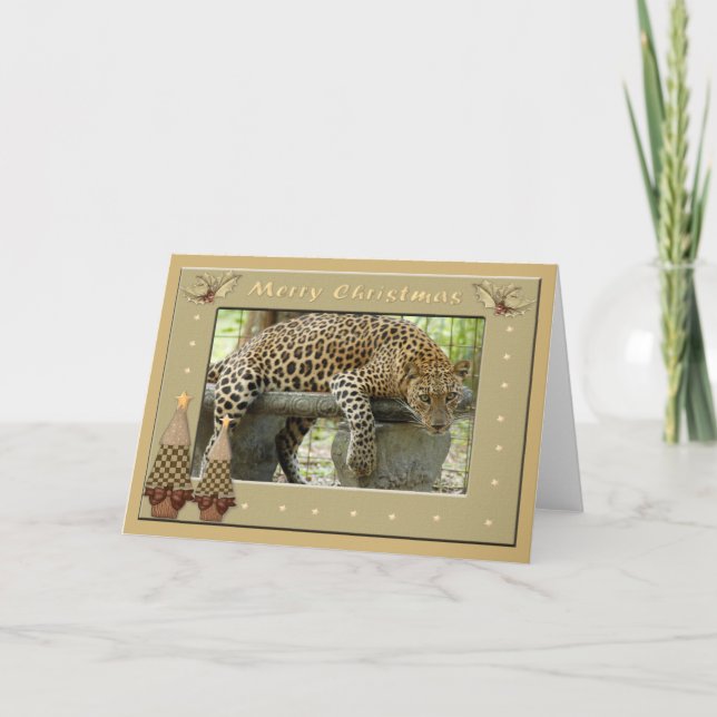 Carte de voeux de Noël Leopard (Devant)