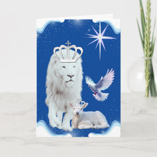 Carte de vœux de Noël Lion & Agneau