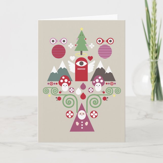 Carte de voeux de Noël mignonne - beige (Devant)