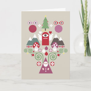 Carte de voeux de Noël mignonne - beige