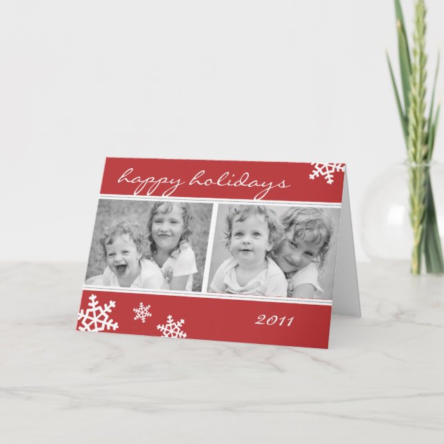 Carte de voeux de Noël moderne Snowflake 2 Photo (Devant)