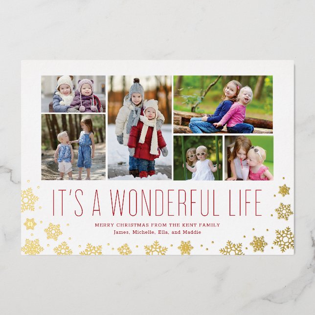 Carte de vœux de Noël MultiPhoto en feuille d'holo (Recto)