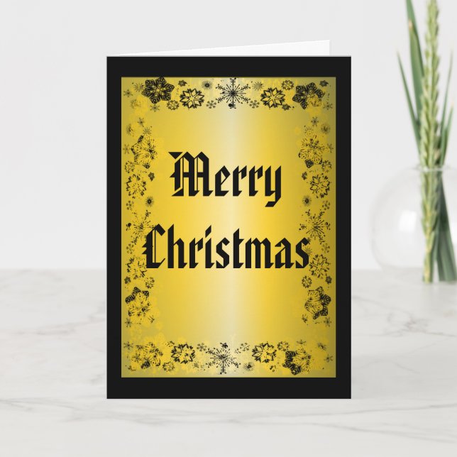 Carte de voeux de Noël noir et or (Devant)