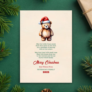 Carte de vœux de Noël Ourson à l'aquarelle