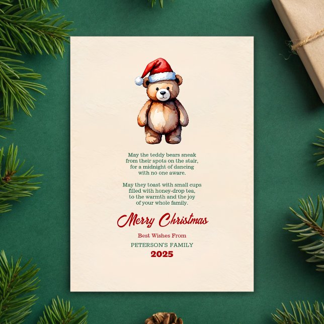 Carte de vœux de Noël Ourson à l'aquarelle (Créateur téléchargé)