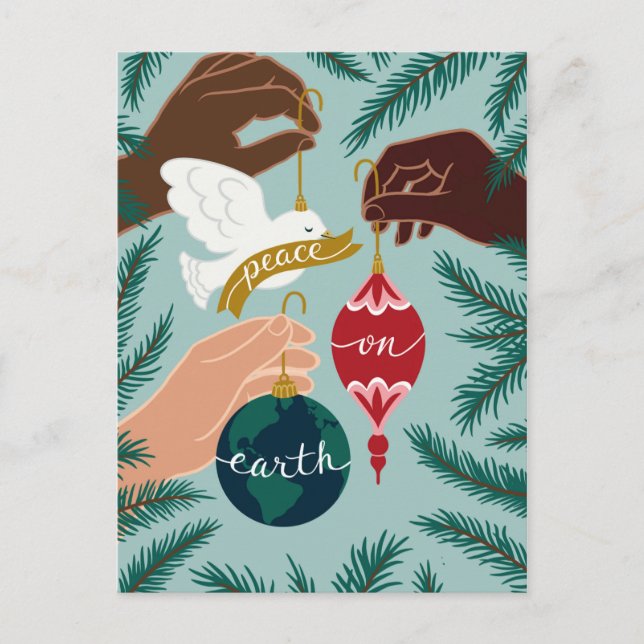 Carte de voeux de Noël Paix sur Terre (Devant)