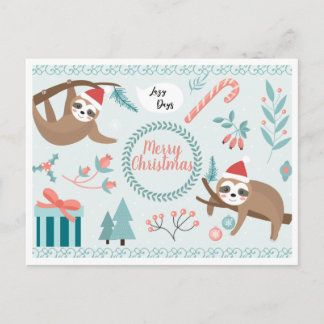 Carte de vœux de Noël Paresseux