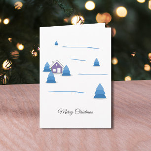 Carte de Voeux de Noël - Paysage enneigé aquarelle