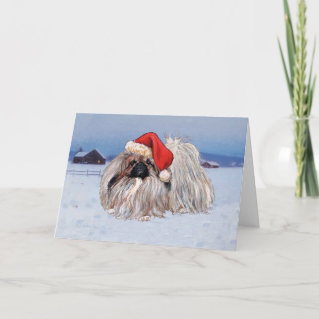 Carte de voeux de Noël Pekingese (Devant)
