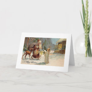Carte de voeux de Noël Père Noël et Angel de Victo