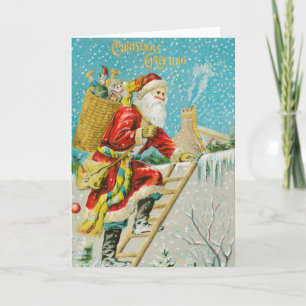 Carte de voeux de Noël Père Noël vintage