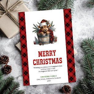 Carte de vœux de Noël personnalisée avec vache des