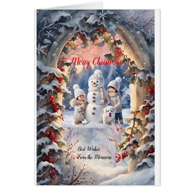 Carte de voeux de Noël personnalisée Holly Archway (Devant)