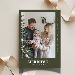 Carte de vœux de Noël photo Boho Green Merriest Ch