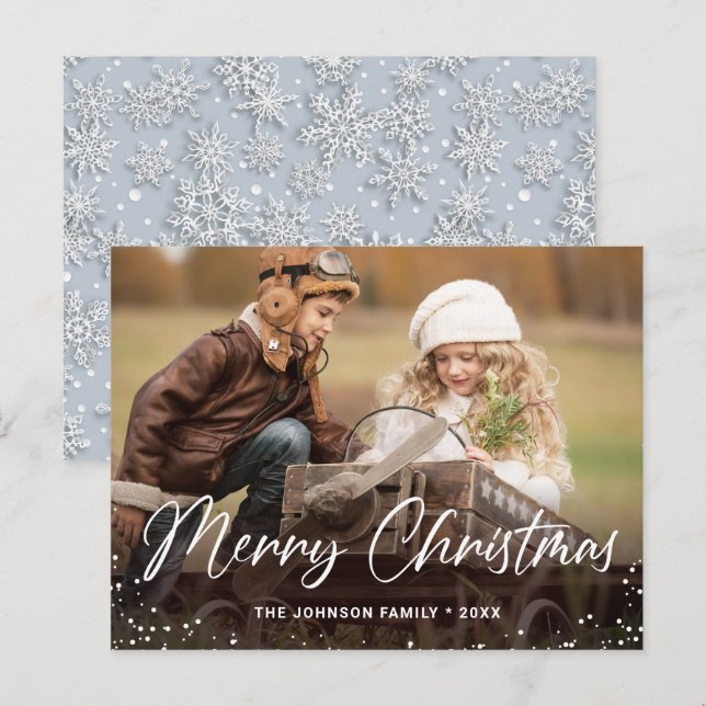 Carte de voeux de Noël PHOTO moderne Budget (Devant / Derrière)