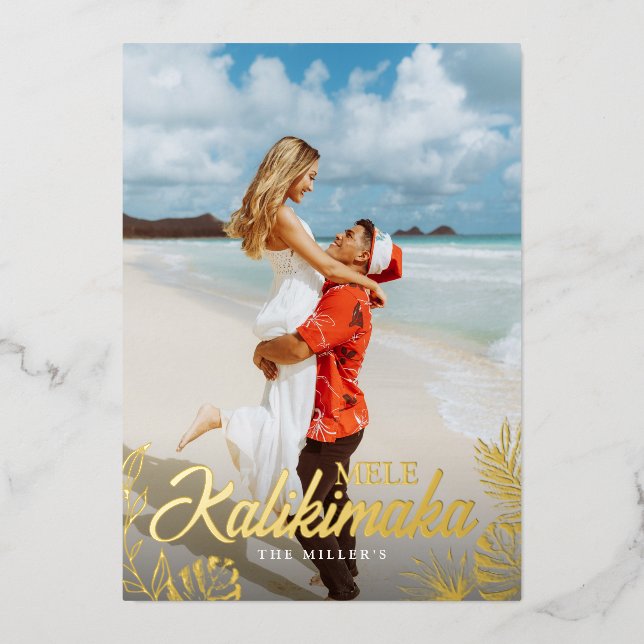 Carte de vœux de Noël photo tropicale Mele Kalikim (Recto)