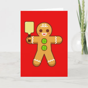 Carte de voeux de Noël Pickleball : Gingerbreadman