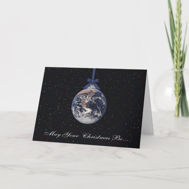 Carte de voeux de Noël Planètes Terre (Devant)