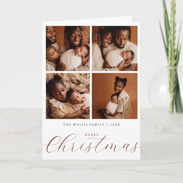 Carte de vœux de Noël pliée avec un élégant collag (Devant)