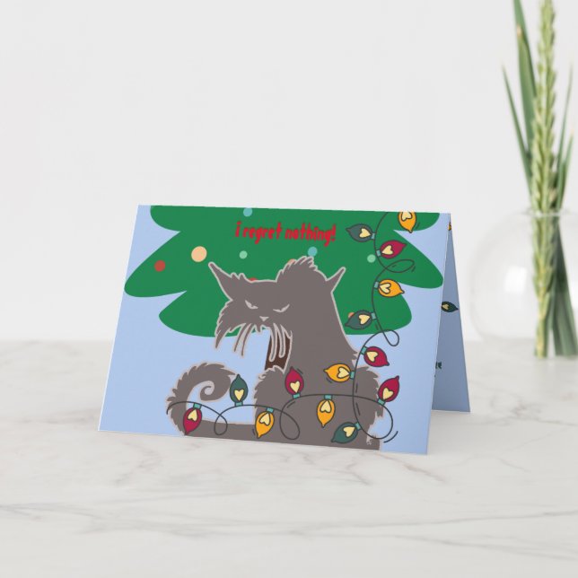 Carte de voeux de Noël pliée "Bad Cat" (Devant)