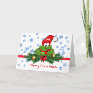 Carte de vœux de Noël pliée de grenouille de dessi