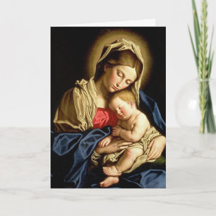 Carte de voeux de Noël pliée Madonna et Child