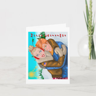 Carte de vœux de Noël pliée par nous couples
