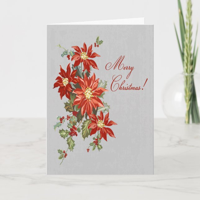 Carte de voeux de Noël Poinsettia Joyeux (Devant)