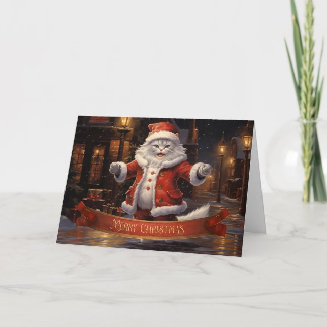 Carte de voeux de Noël pour chat Ragdoll (Devant)