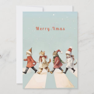 Carte de vœux de Noël pour chat vintage