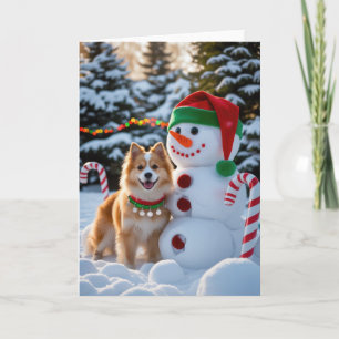 Carte de voeux de Noël pour chien spitz finlandais