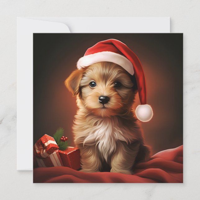 carte de vœux de Noël pour chiot (Devant)