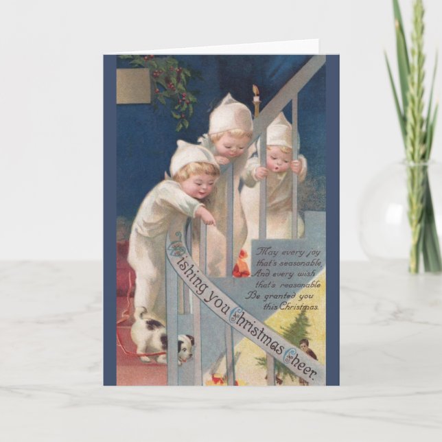 Carte de voeux de Noël pour enfants victoriens (Devant)