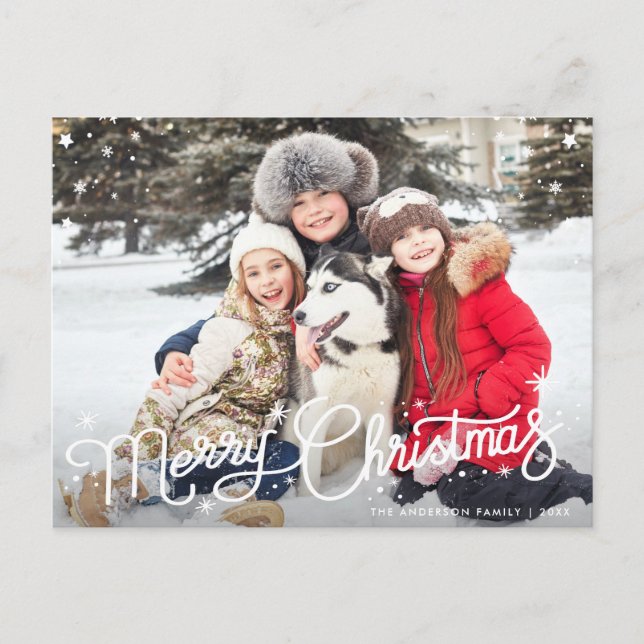 carte de vœux de Noël pour famille avec écriture m (Devant)