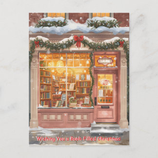 Carte de vœux de Noël pour une librairie cosy