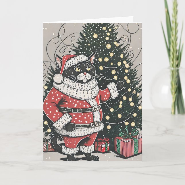 Carte de voeux de Noël Purr-parfaitement Grumpy (Devant)