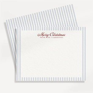 Carte de vœux de Noël rayée bleu clair Prépa