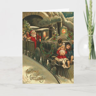 Carte de voeux de Noël Retro Vintage personnalisab