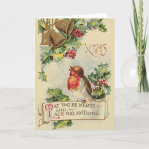 Carte de voeux de Noël Robin vintage