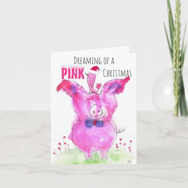 Carte de voeux de Noël Rose Pigs (Devant)