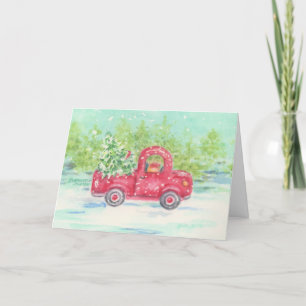 Carte de voeux de Noël Rouge Camion Pays